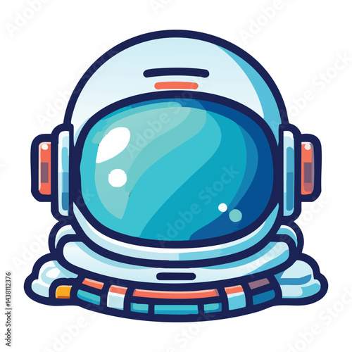 Cartoon Astronaut Helmet Exploring Space Illustration for Kids