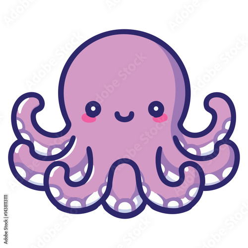 Adorable Purple Octopus Cartoon Vector Art Perfect for Children's Design