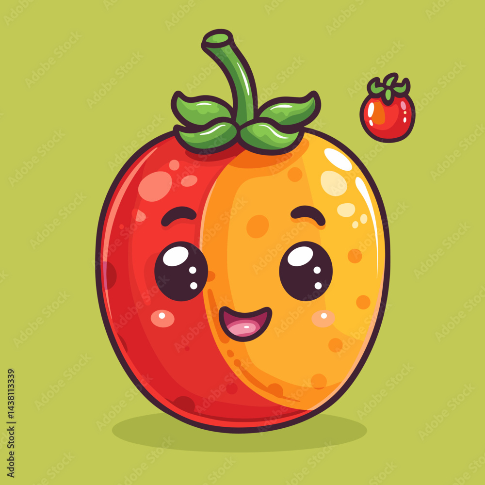 Obraz premium tomato cartoon character vector illustration graphic design