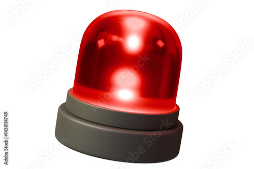 3d Realistic Flashing red siren Icon. Minimal Cartoon Flashing Beacon for safety security isolated on red background. Security, safety, ambulance, emergency, rescue, danger alarm beacon. 3d render.