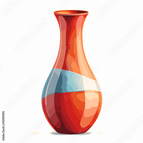 Colorful vase isolated on a white background. Vector illustration.