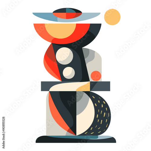 Vector illustration of a totem pole in a flat style on a white background.
