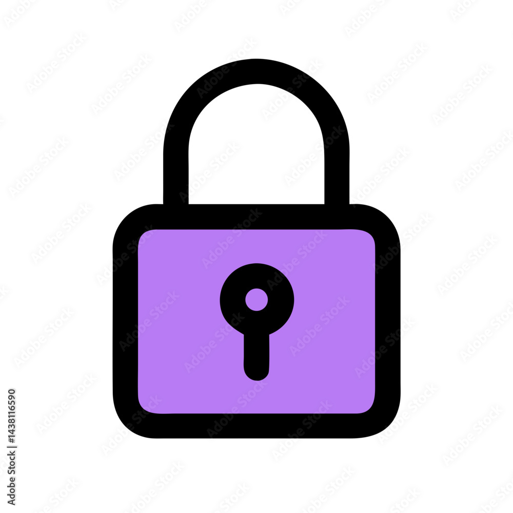 simple icon of a purple padlock with a black outline. Use for security websites, password management apps, and access control blogs. simple icon of a purple padlock with a black outline. Use for security websites, password management apps, and access control blogs.