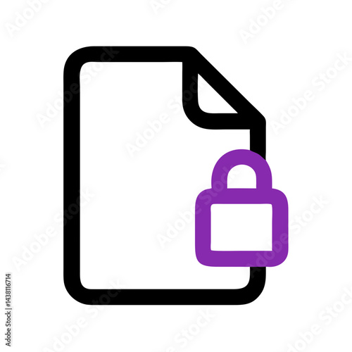 simple icon of a document with a purple lock,indicating a secured or private file for websites or blogs discussing data security,privacy,or file protection