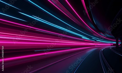 Abstract light trails in vibrant pink and blue colors  