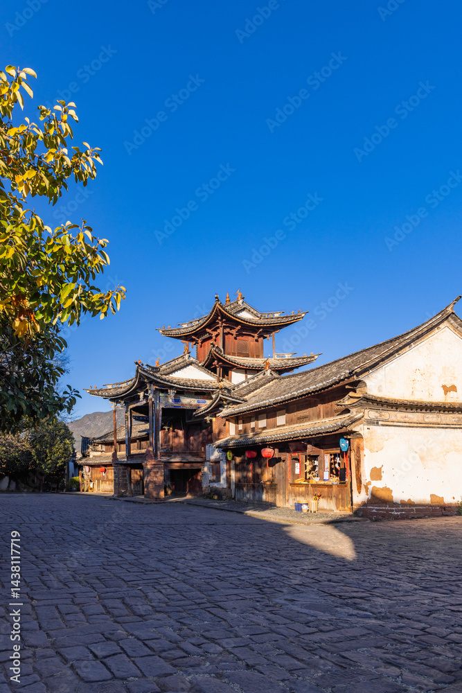 Fototapeta premium The landscape of Shaxi Ancient Town in Jianchuan County, Dali, Yunnan Province