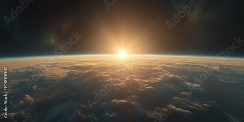 Sunrise over earth's horizon nature hdr 360 degree hdri panoramic view