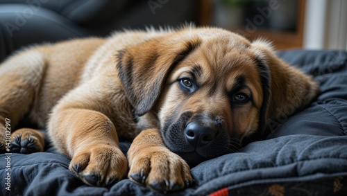 belgian malinois puppy sleeping on the couch