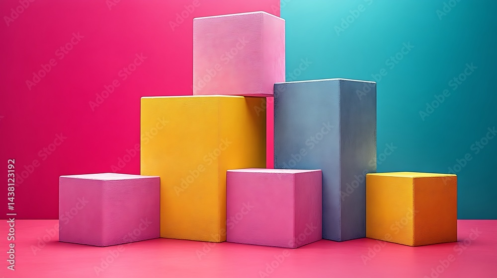 Obraz premium Colorful Cubes Arranged In A Creative Display