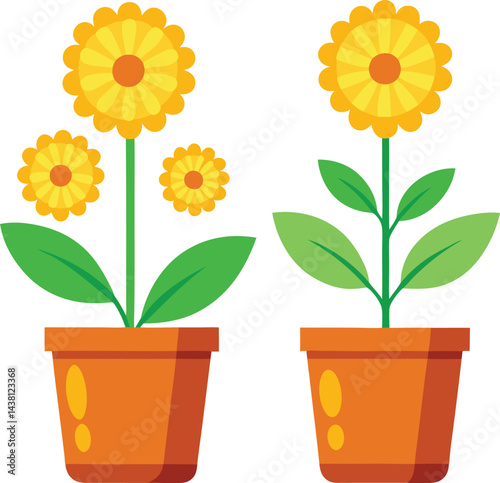 A yellow sunflower plant blossoms with bright petals in a pot, a lovely touch of nature for any garden