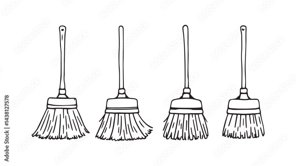 Fototapeta premium Broom line art