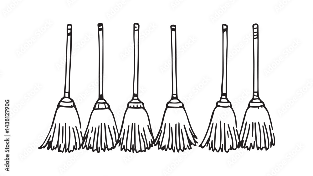 Naklejka premium Broom line art
