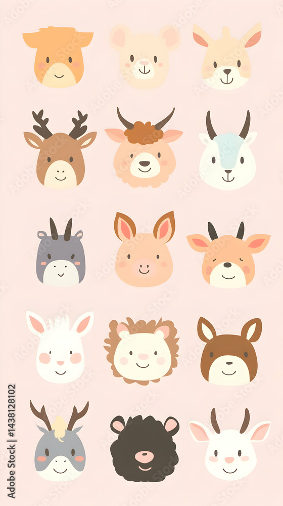 Fototapeta Forest Animal Cartoon Grid