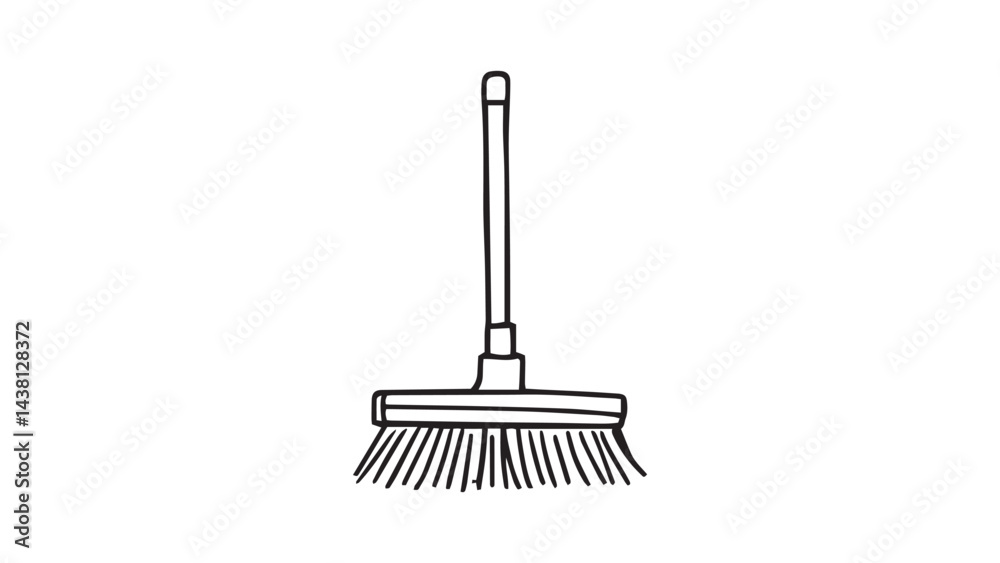 Naklejka premium Broom line art