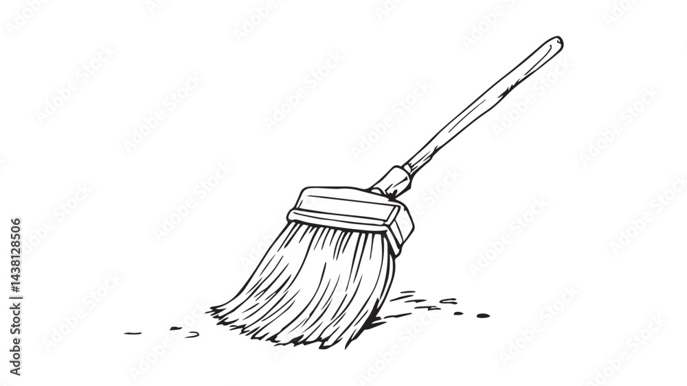 Naklejka premium Broom line art