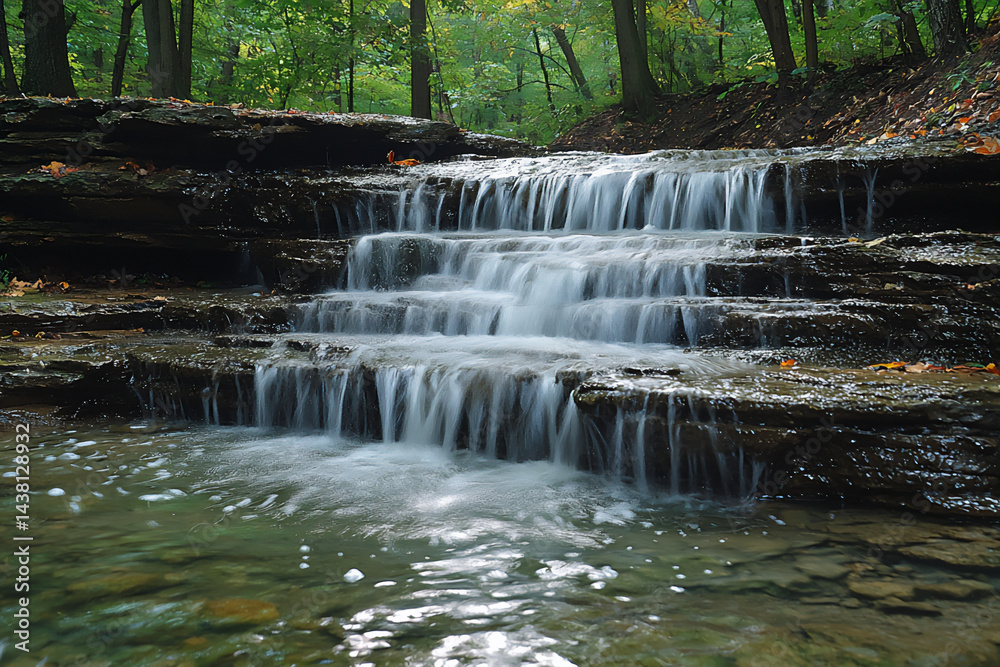 Obraz premium peaceful_waterfall_green_forest,