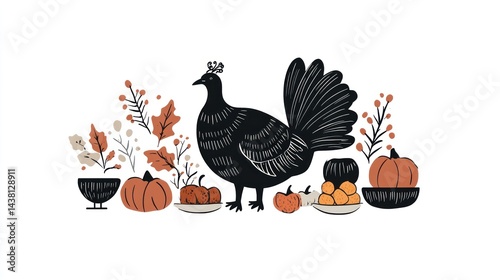 Autumn Thanksgiving Turkey Illustration (1) photo