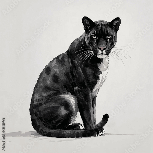 Shadow and Pigment: jungle whisper panther isolated watercolor vector illustration svg 