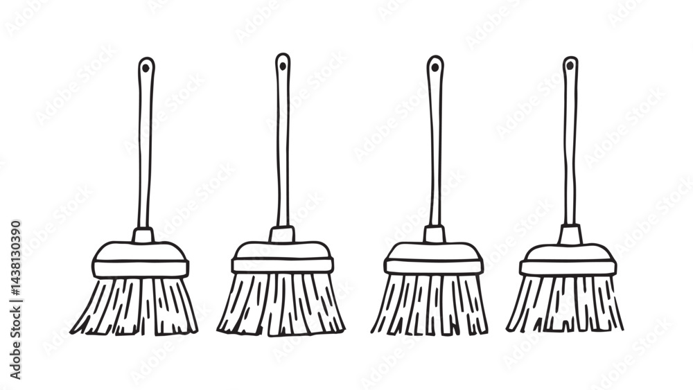Naklejka premium Broom line art