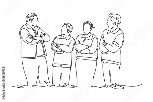 Community focus concept. Single line draw design. Vector graphic illustration
