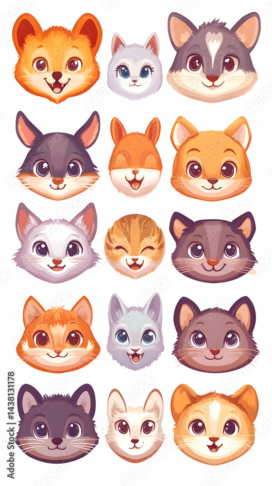 Cute Cartoon Fox and Cats Cute Cartoon Fox and Cats