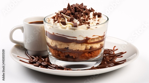 cup of coffee with chocolate brown isolated on white background