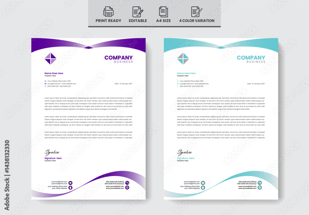 Obraz premium Modern creative letterhead template