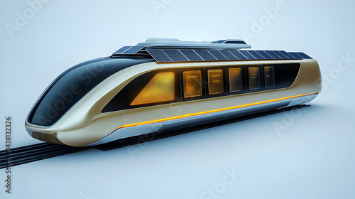 Futuristic Gold Train With Solar Panels