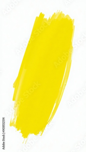 A vibrant yellow brush stroke on a clean white background for artistic inspiration.