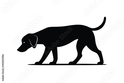 Dog Sniffing The Ground During A Walk Silhouette