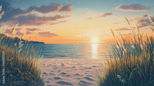 Sunset Serenity: Golden Hour Beachscape