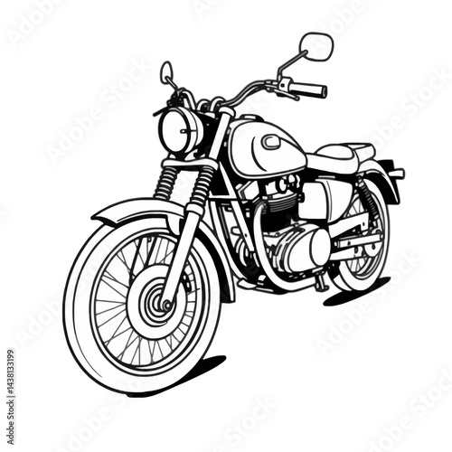 Classic Motorcycle Line Art Illustration