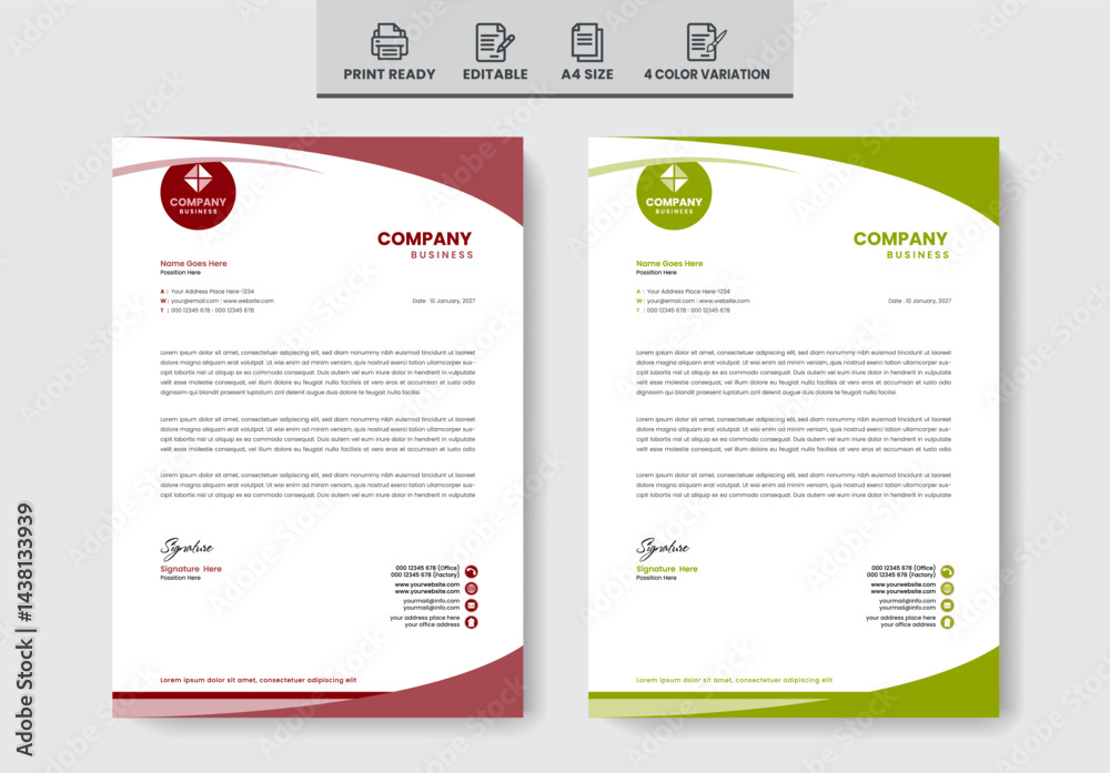 Obraz premium Modern creative letterhead template