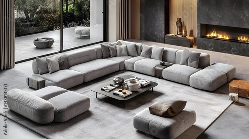 Modern Living Room Design with Plush Sofa and Elegant Decor Elements
