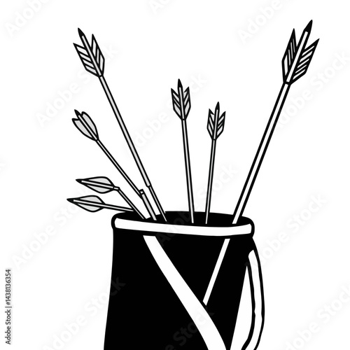 Arrows in Quiver Black and White Illustration