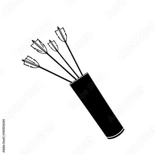 Three Arrows in a Quiver Black and White Icon