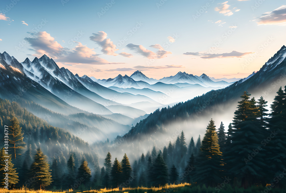 Obraz premium Beautiful mountain landscape trees and beautiful view,in good quality, generative ai