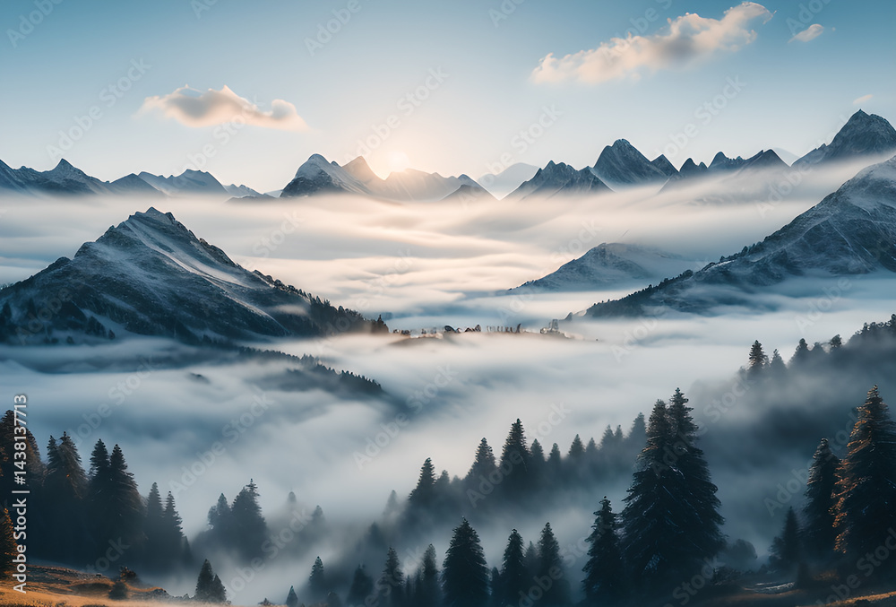 Obraz premium Beautiful mountain landscape trees and beautiful view,in good quality, generative ai