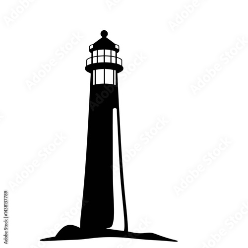 Black and White Lighthouse Silhouette Illustration