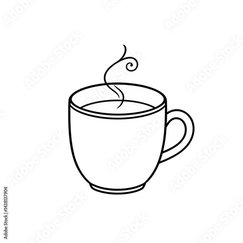 Hot Drink in Mug Simple Line Art Illustration