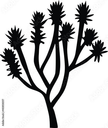 A black vector tree silhouette, an artful illustration of nature's plant with branches and leaves