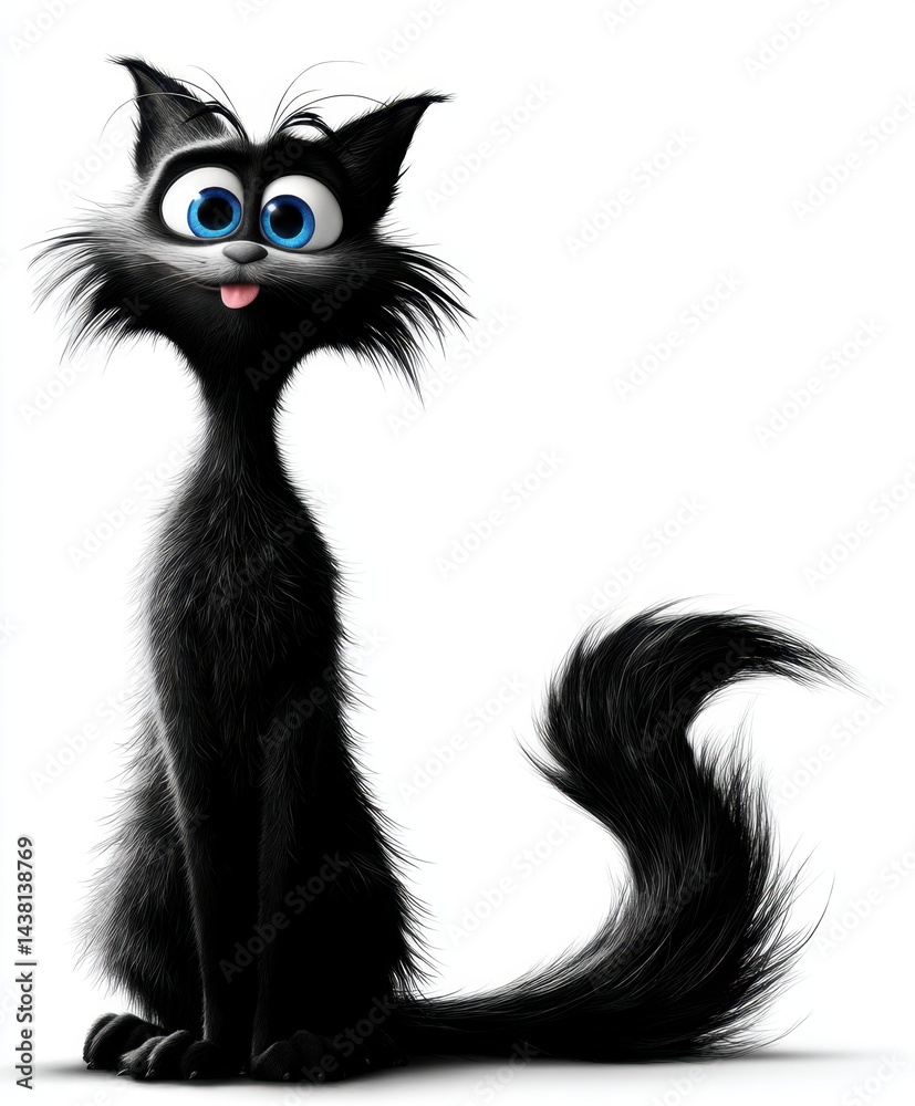 Obraz premium A black cat with blue eyes sitting on a white surface