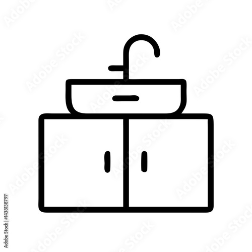 sink cabinet line art icon vector illustration