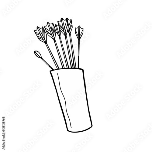 Quiver of Arrows Line Drawing Illustration