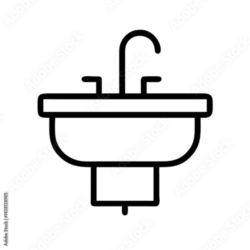 bathroom sink line art icon vector illustration