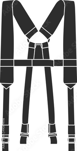 Suspenders for military belt and war belt black color. Soldier equipment icon.