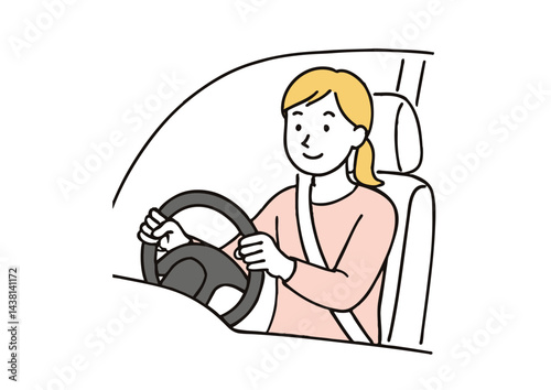 Obraz na płótnie 安全運転する女性ドライバーのイラスト w salonie