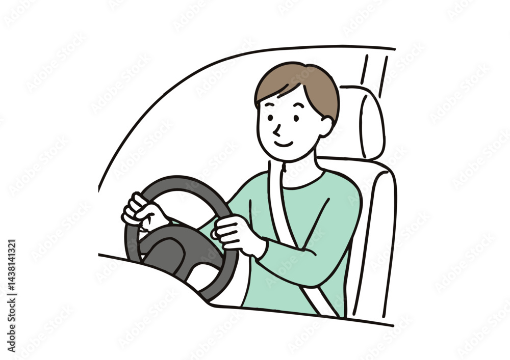 安全運転する男性ドライバーのイラスト