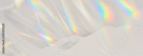 Abstract flowing waves of light with vibrant rainbow refractions, dynamic prismatic pattern on transparent background