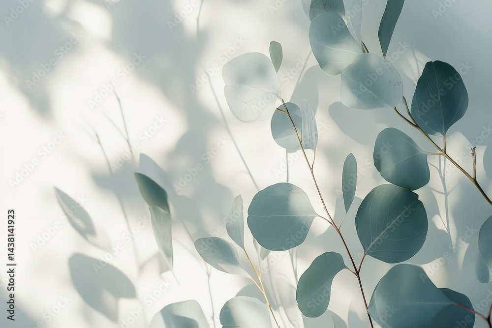 Sun flare through eucalyptus leaves with soft natural light Sun flare through eucalyptus leaves with soft natural light